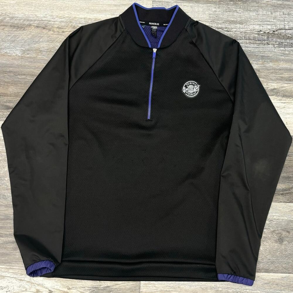 Adidas Primeblue Black Purple Mens M Quarter Zip Layering Golf Pullover Shirt